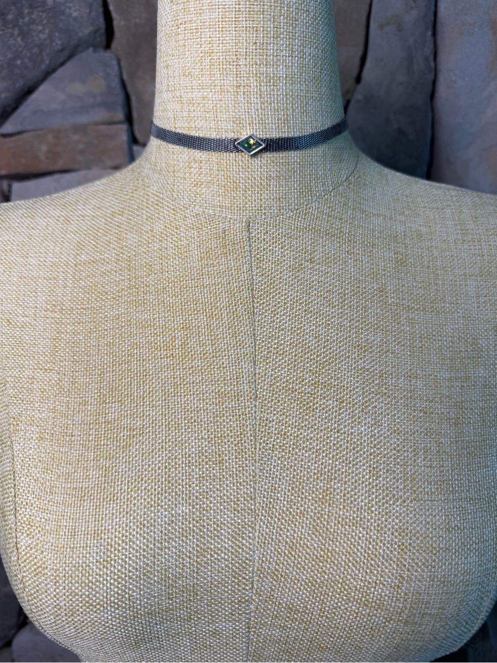 New🌟Free People-Tara Mesh  Choker Necklace with  Emerald Gem